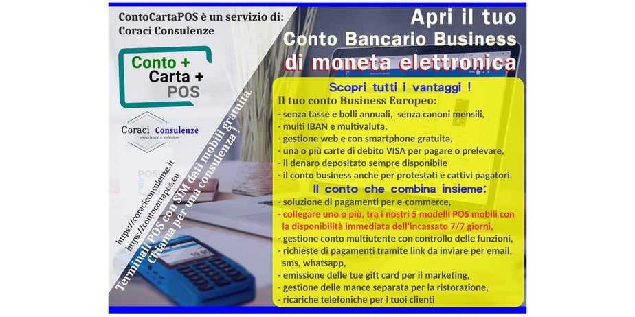 Conto Business, carta VISA, POS mobile