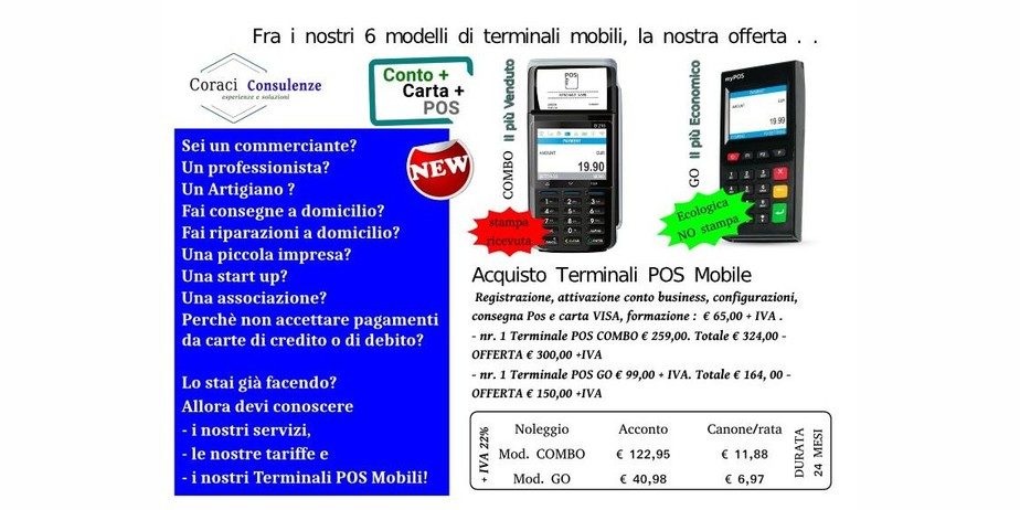 Conto Business, carta VISA, POS mobile